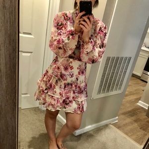Pink floral long sleeve dress